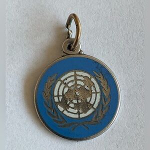 Vintage Sterling Silver & Enamel UN/United Nations Souvenir Charm